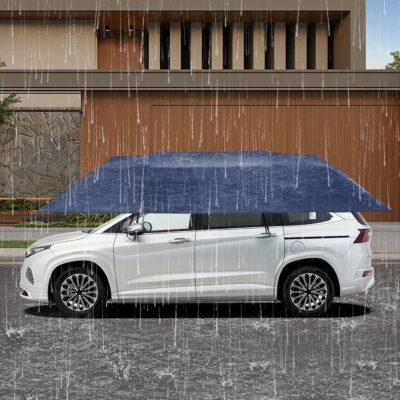 Car Sun Shade Umbrella Cover Tent, UV/Tear/Water-Resistant, 15x7.5ft Car Awning Cover for Outdoor Parking, Portable Foldable & Easy Install for SUV Sedan, Windproof & Anti-Theft, Navy Blue - Image 6