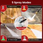 Electric Pressure Washer, 2.5 GPM Power Washer with Foam Cannon, Electric High Pressure Washer with 4 Quick Connect Nozzles for Cars, Driveways, Fences, Patios, Home Cleaning - Image 3