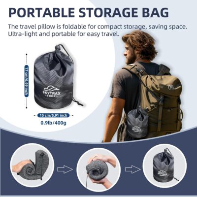 Travel Pillow with Extra Large Hood for Airplane Long Flights Privacy and Comfort Memory Foam with Skin-Friendly Cover for Road Trip Head&Neck Support for Plane Office Cars Sleeping & Rest (Grey) - Image 7