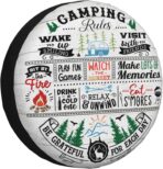 Spare Tire Cover for RV Camper Camping Rules, Weatherproof Universal Wheel Cover for RV Travel Trailer Camper Truck 15inch