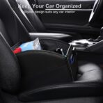 Car Storage Organizer [2025 UPDATED] Leather Car Caddy Basket for Front Seat Floor Back Seats Metal Handle 6 Compartments Adjustable Strap Buckles Slip-Resistant (Black) - Image 8