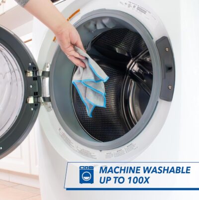 Unger 12” x 12” Microfiber Glass and Mirror Cloths, 2 Pack, Wet and Dry Cleaning Towels, Reusable Supplies, Window Cleaner Polishing Cloth with Streak-Free Results - Image 5