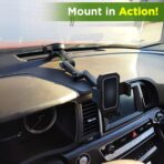 Cell Phone Mount for Truck Phone Holder for Truck Drivers - Heavy Duty Suction Cup + Dashboard Pad, iPhone Holder for Dashboard Window 16.9 inch Long, for iPhone & Samsung, Big Rig Trucker, Black - Image 4