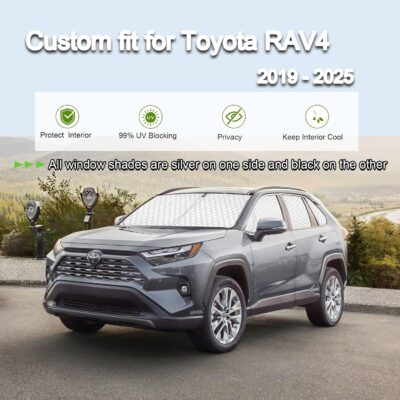 KMF Thicken Car Window Shades for Toyota RAV4 2019-2025 Accessories, 5th Gen RAV 4 Full Car Window Covers Sunshade for Windshield Side Rear,UV Block and Blackout Privacy for Car Camping Outdoor 8pcs - Image 5