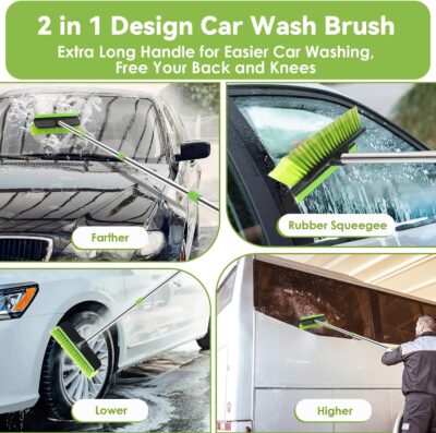 2 Pack Car Wash Brush with Long Handle, 62" Microfiber Car Wash Mop and Car Washing Brush Combo Set, Scratch-Free Soft Bristle Car Wash Mop Brushes Cleaning Kit for Exterior Car, Truck, RV, Boat - Image 3