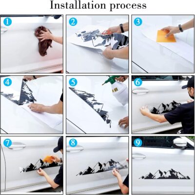 TOMALL 1 Pair 29.7'' Mountains Stickers Decal for Car Body Door Side Auto Snow Mountains Graphic Vinyl Decal Decoration for SUV Truck Off-Road Vehicles Universal Long Size Stickers Accessories (Black) - Image 6