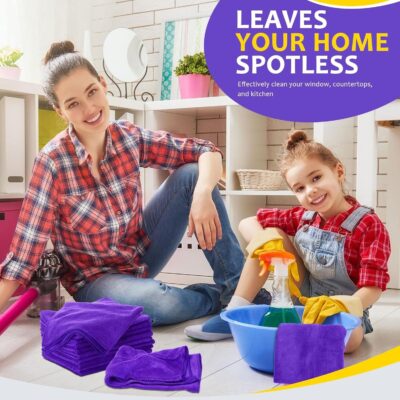 Nuenen Microfiber Cleaning Cloths for Cars 16 x 16 Inch Ultra Absorbent Car Towels Drying Reusable Cleaning Supplies House Kitchen Window Microfiber Towel(Purple,60 Pcs) - Image 5
