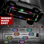 8 Pods Five Sided RGB Rock Lights for Trucks Jeep UTV SUV ATV Golf Cart, Multi Chasing Color App/Remote Control Led Rock Lights with Music Mode, Waterproof Exterior Underglow Kits for Cars - Image 5