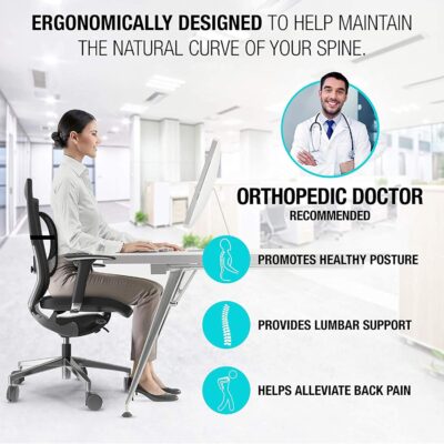 Lumbar Support - Breathable Mesh Office & Car Chair Back Support with Double Adjustable Straps for All-Day Comfort - Image 4