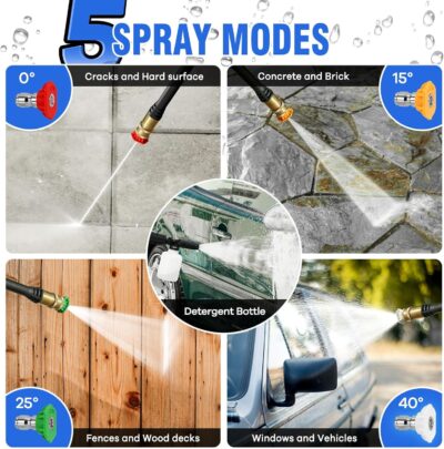 Pressure Washer, Power Washer with 4 Quick Connect Nozzles 1 Foam Cannon, High Pressure Cleaning Machine for Cars/Fences/Driveways/Patios/Farms/Home Cleaning - Image 3