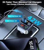 KAIY FM Transmitter Bluetooth Car Adapter, Car Radio Bluetooth Transmitter HandsFree Calling Music Player, FM Radio Adapter 42W Type-C Fast Charging, Support USB Drive - Image 3