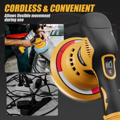 Car Detailing and Polishing Compatible with Dewalt 20V Battery, 5500 RPM Dual-Action Polisher with 6 Variable Speeds - Image 4