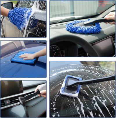 32-Piece Car Detailing Kit with Drill Brush Attachments & Polishing Pads – Professional Auto Detailing Brushes, Wheel & Tire Cleaning Tools with Storage Bag (Blue) - Image 6