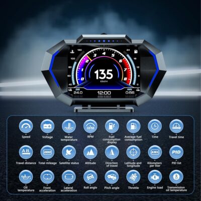 obd2 gauge display, head up display for car, Digital Speedometer, Tachometer, Water Temperature Gauge, Multi-Data Smart Gauge, Trip Computer Fuel Pressure Tester for All cars - Image 3