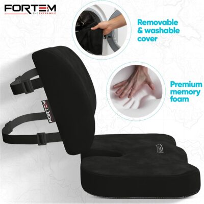 FORTEM Seat Cushion, Office Chair Cushion, Lumbar Support Pillow for Office Chair, Memory Foam Sciatica Coccyx Tailbone Pressure Pain Relief, Car Sitting Pad, Washable Non Slip - Image 3