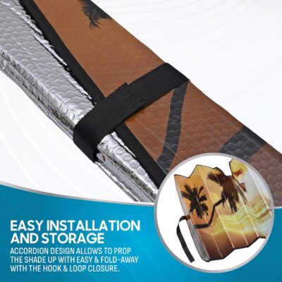 BDK Golden Sunset Beach Front Windshield Sun Shade Accordion Folding Cute Car Window Shades for Truck & Car Sunshade Shield for Sun UV Rays - Visor Protector Keeps Your Vehicle Cool - 58 x 27 inches - Image 5