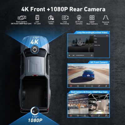 9inch Wireless Carplay Screen for Car & Android Auto, 4K Dash Cam + 1080P Backup Camera, Portable Touchscreen, GPS Navigation, Bluetooth for All Cars - Image 4