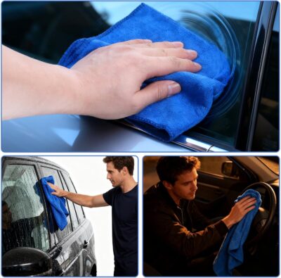 SHENLI 30Pack Edgeless Microfiber Towels for Car Detailing, 16x16 Inch Dark Blue Detailing Drying Wash Polishing Ultra-Absorbent Lint-Free Cleaning Cloths for Cars Windows Cleaning Household Supplies - Image 4