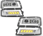 Z-OFFROAD LED Headlights Assembly DOT Approved with DRL Turn Signal Hi/Low Sealed Beam Compatible with 03-06 Chevy Silverado Avalanche (Sequential Turn Signal + Clear Side Marker) - Chrome