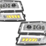 Z-OFFROAD LED Headlights Assembly DOT Approved with DRL Turn Signal Hi/Low Sealed Beam Compatible with 03-06 Chevy Silverado Avalanche (Sequential Turn Signal + Clear Side Marker) - Chrome