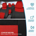 BDK PolyPro Car Seat Covers Full Set in Red on Black – Front and Rear Split Bench Seat Covers, Easy to Install, Accessories for Auto Trucks Van SUV - Image 5