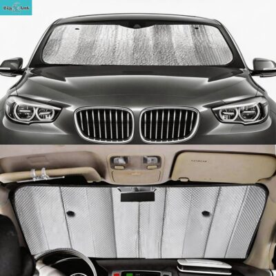 Big Ant Car Windshield Sunshade UV Ray Reflector Auto Window Sun Shade Visor Shield Cover, Keeps Vehicle Cool- Sliver (55" x 27.5") - Image 2