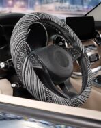 SEG Direct Boho Steering Wheel Cover with Baja Blanket Cloth, Ethnic Style Auto Wheel Cover Made of Coarse Flax, Fits 14 1/2-15 1/4 inches Car Wheel - Image 5