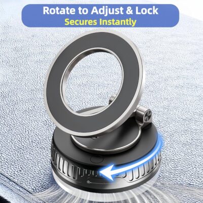 2026 Upgraded Magnetic Car Phone Mount for MagSafe: 360° Rotatable Adjustable Holder with 180+LBS Strong Suction Cup & 3800gf Magnet, Compatible with iPhone 17/16/15 Series & Android Devices - Image 7