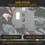 Dasbecan Left and Right Sun Visor Compatible with Honda Civic 1996-2001 iES CX DX EX EXR HX LX Gray Replacement - Image 2