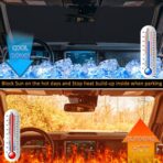 TOPINSTALL Foldable Windshield Sunshade Compatible with Ford Bronco 2/4-Door 2021-2026, Front Window Sun Protector with Storage Pouch Thicker Reflective Polyeste (Not for Sport Model) - Image 3