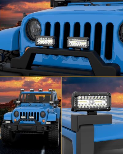 NAOEVO 7 Inch LED Light Bar, 240W 24,000LM LED Pods/Off Road/Fog/Driving Lights with Spot Flood Combo for Truck Boat UTV ATV, 2-Pack (White) - Image 9
