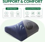 Back Support Pillow for Office Chair and Car Seat,Lumbar Support for Office,Charcoal Memory Foam Back Cushion-Breathable Mesh Cover,Double Adjustable Straps,Dark Blue - Image 3