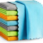 AIDEA Microfiber Glass Cleaning Cloth, 8PK, Premium Microfiber Glass and Window Cleaner, Lint Free Magic Cleaning Cloths for Glass, Windows, Windshields, Mirrors, Stainless Steel, 12"x12"