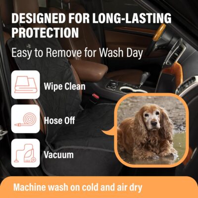 Active Pets Dog Car Seat Cover, Waterproof Front Seat Protector for SUV Truck Sedan, Pet Safety Travel Comfort System with Universal Fit, Black - Image 6