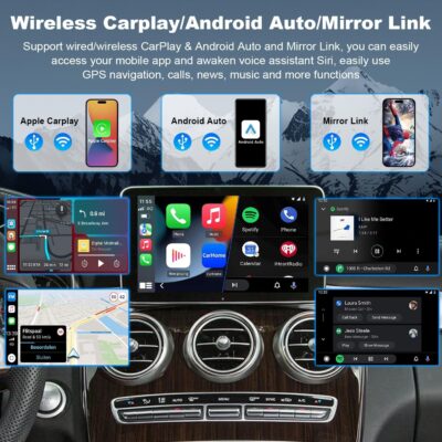 Wireless Carplay Retrofit Kit Decoder Module for Mercedes Benz NTG5.0 B C GLC CLA GLA Class W205 2015-2018 Year, Support Wireless Android Auto, Reverse Camera, Original Car OEM Control - Image 2