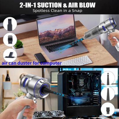 Portable Car Vacuum - 22000PA Cars Vacuum Cleaner High Power 4 in 1 Compressed Air Duster & Air Blower & Pump Hand Held Vacuums Cordless with Brushless Motor for Car Home Office Blue - Image 3