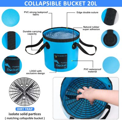 AUTODECO 44Pcs Car Wash Detailing Kit Cleaning Kits with Foam Gun Sprayer Wash Mop with Long Handle Collapsible Bucket Large Wash Mitt Towels Complete Interior Exterior Car Washing Supply Set Blue - Image 4