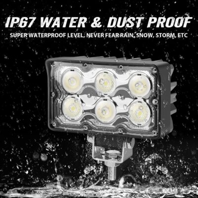6 Inch LED Tractor Light, 60W Super Bright LED Work Light Rectangular Foglight 5500LM Waterproof 4x6 Flood Offroad Light for Truck, Tractor, ATV, SUV, UTV, Trailer, Excavator, Heavy Equipment (1 PCS) - Image 3