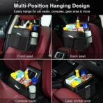 Car Seat Back Organizer Hanging Bag [2025 UPDATED] Foldable Backseat Storage Caddy with 5 Compartments & Adjustable Straps, Fits for Front/Back Headrest, Ultra-Durable - Black - Image 6