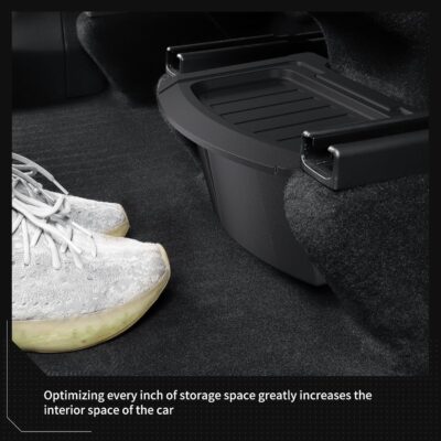 Rear Center Console Floor Storage Organizer Box for Tesla Model Y Juniper 2025 2026,Black TPE Car Accessory with Anti-Slip Lid,Backseat 2nd Row Seat Organizer Bin - Image 4