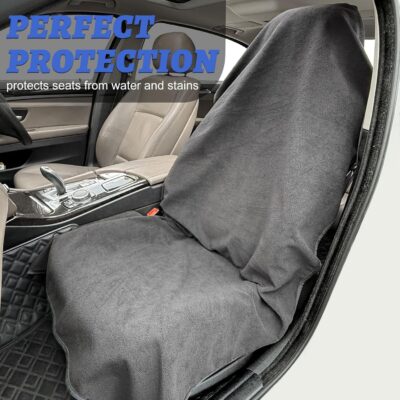 Car Front Seat Cover: Waterproof & sweatproof, fits all cars/SUVs/trucks. Ideal for gym, sports & beach. 3-layer non-slip, easy machine wash. Shields seats from stains & wetness. (Black, 1Pcs) - Image 2