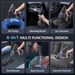 Cordless Handheld Car Vacuum Cleaner, 50,000Pa High-Power Brushless Motor, Rechargeable Dust Buster with 2 Batteries & Charger, 6-in-1 Portable Vacuum Cleaners for Home, Pet Hair, Bright Black - Image 6