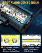 NAOEVO 7 Inch LED Light Bar, 240W 24,000LM LED Pods/Off Road/Fog/Driving Lights with Spot Flood Combo for Truck Boat UTV ATV, 2-Pack (White) - Image 4