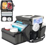 Car Organizer for Front Seat Organizer and Storage, Collapsible Car Caddy, Passenger Seat Organizer with Partitions & Cup Holders, Car Organization for kids and Adults (Grey)