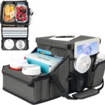 Car Organizer for Front Seat Organizer and Storage, Collapsible Car Caddy, Passenger Seat Organizer with Partitions & Cup Holders, Car Organization for kids and Adults (Grey)