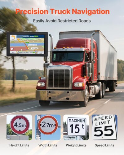 VEVOR GPS Navigator for Car, 9 inch Touch Screen 16GB GPS Navigation System with Built-in Dash Cam, Voice Turn-by-Turn Guidance, Speed and Red Light Warning, Custom Truck Routing, for Car Truck RV - Image 2