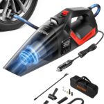 AstroAI 4-in-1 Car Vacuum Cleaner and Tire Inflator Portable with Accessories Air Compressor Digital Dual Values Display, 150 PSI Car Tires Air Pump with LED Light, 12V DC, 16.4FT Cord for Auto