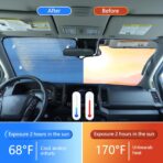 Car Windshield Sun Shade Compatible with Nissan Frontier 2022-2025 Windshield Sunscreen Heat Shield Front Windshield Sun Shade Folding Sunshade UV Protection - Image 2