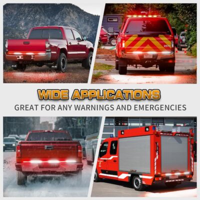 XRIDONSEN 48 inch Truck Tailgate Emergency Lights Strip 288 LED Tail/Rear Window Strobe Light Red White Flashing Warning Hazard Safety Fire Fighter Lights for Vehicles Trucks Pickup POV - Image 6