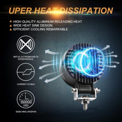 20W LED Motorcycle Fog Lights, 3 Inch Round Daytime Running Light, Additional Driving Spotlights 12V 24V With 3-Wiring Handlebar Switch - Image 6